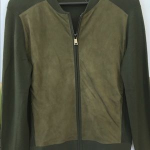 Vince suede and wool bomber cardigan